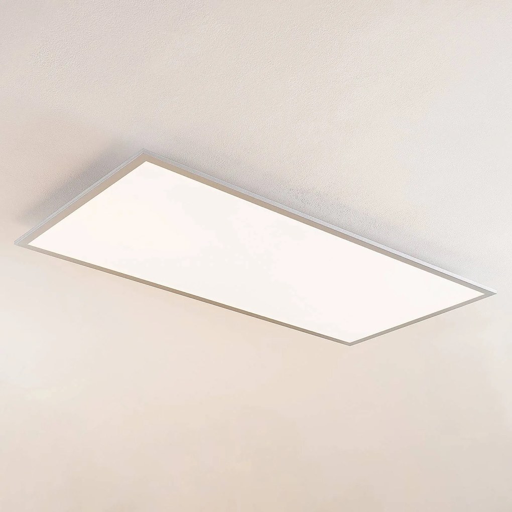 Lindby Zento pannello LED, CCT, telecomando Lindby, dimmerabile, Alluminio / Grigio / Zincato, Cucina, Plastica, Moderno, Pannello LED