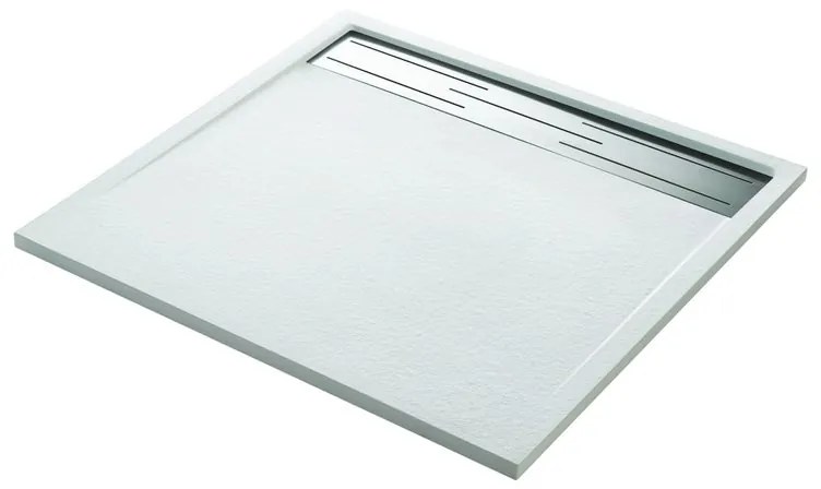 Piatto doccia SENSEA in resina Neo Metal Grid L 90 x L 90 x H 3 cm bianco opaco effetto pietra