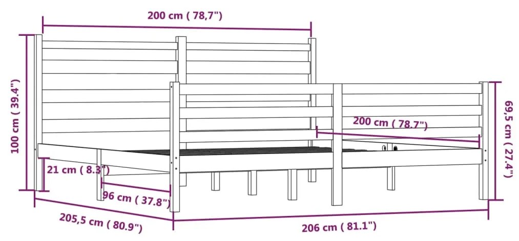 Giroletto in Legno Massello di Pino 200x200 cm Grigio