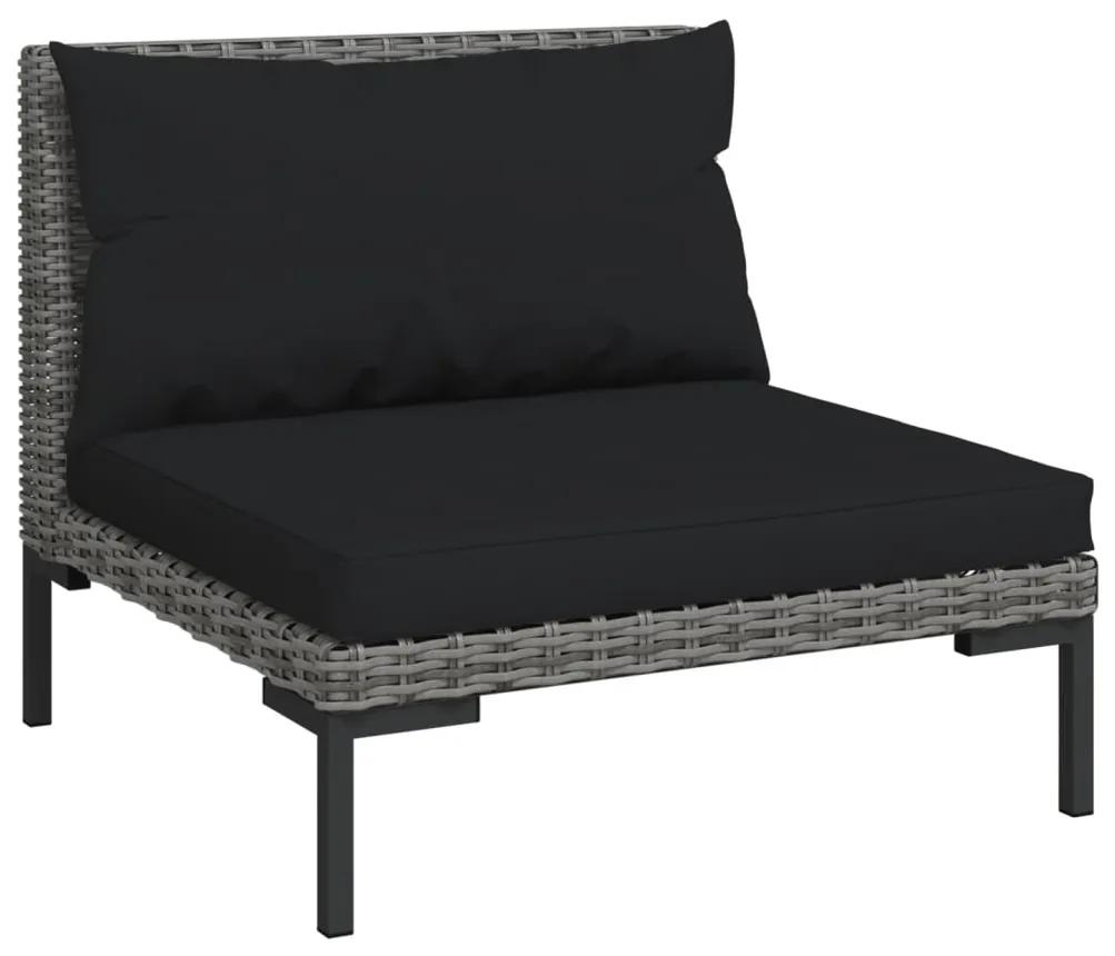 Set divani da giardino 9 pz con cuscini polyrattan grigio scuro