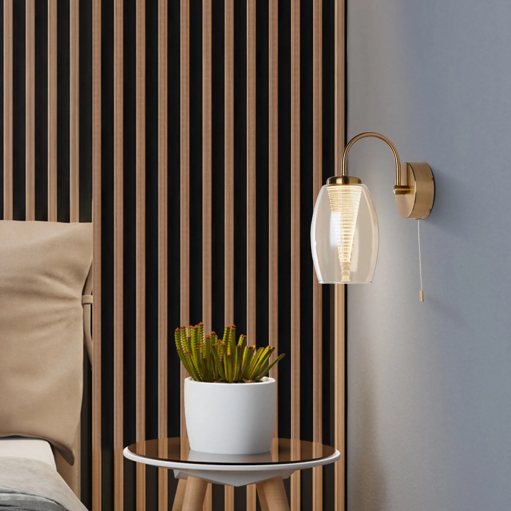 Applique Contemporanea Ciclon Metallo Bronzo Vetro Led 6W 3000K