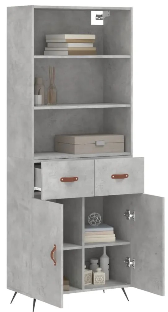 Credenza grigio cemento 69,5x34x180 cm in legno multistrato