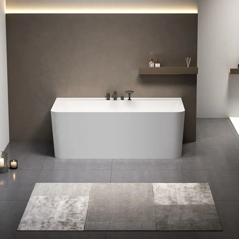 Kamalu - Vasca da bagno rettangolare 170 cm in acrilico bianco lucido | KR1600