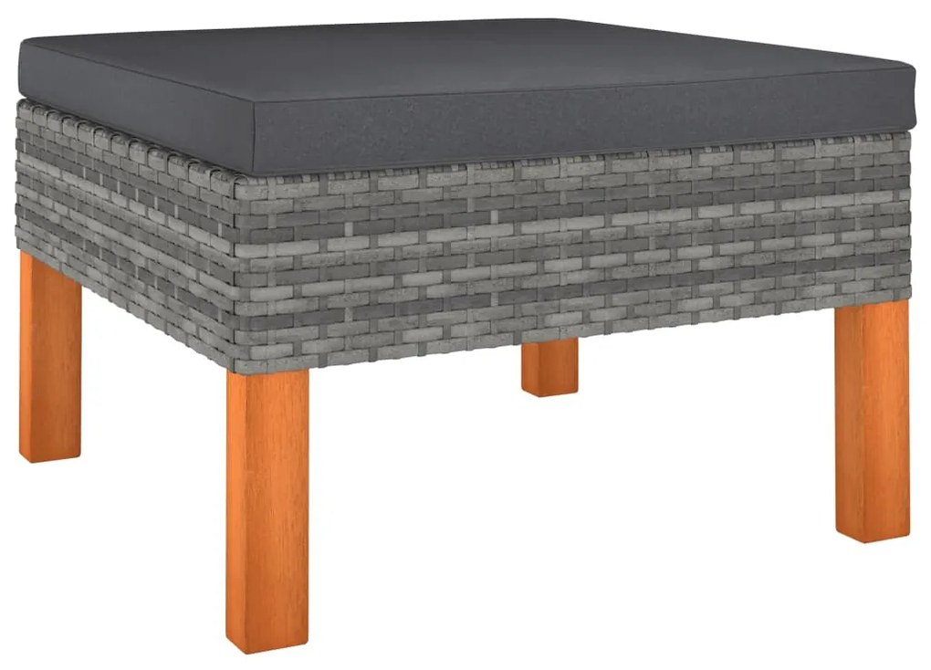 Poggiapiedi İn Polyrattan E Legno Massello Di Eucalipto /