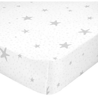 Lenzuolo con angoli HappyFriday BASIC KIDS Bianco Grigio 70 x 140 x 14 cm Stelle