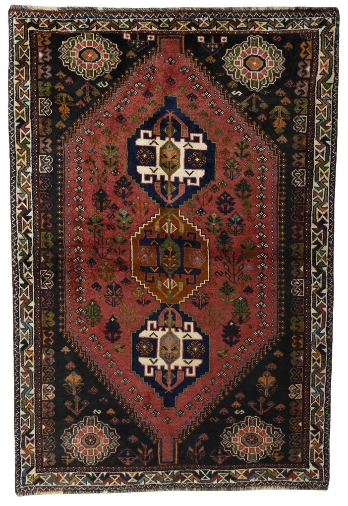 Shiraz Tappeto 130x190 Rosso (Iran) Annodato A Mano