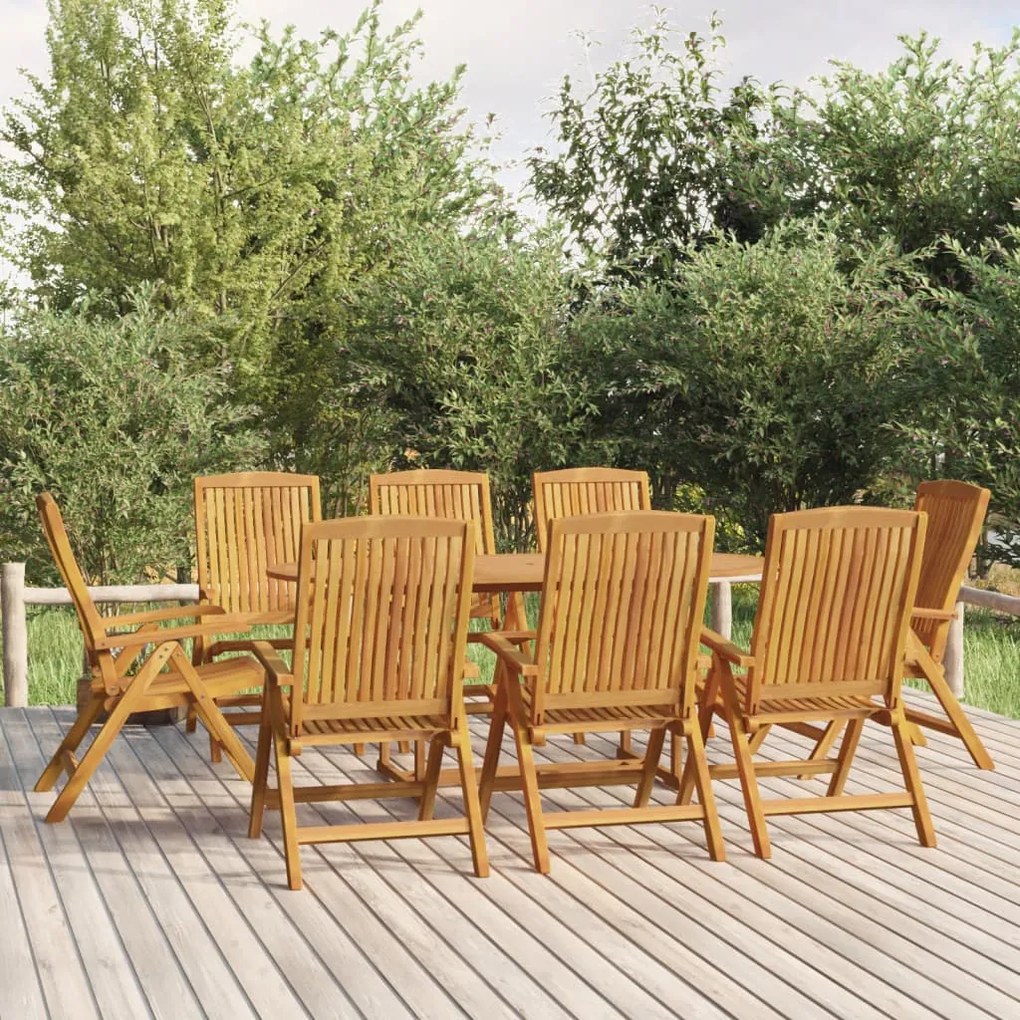 Set Da Pranzo Per Giardino 9 Pz İn Legno Massello Di Teak /