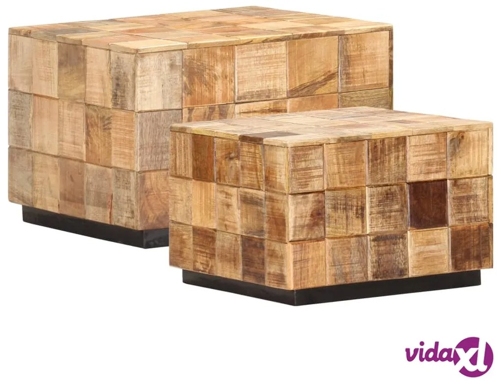 vidaXL Tavolini da Caffè a Parallelepipedo 2 pz Legno di Mango Grezzo