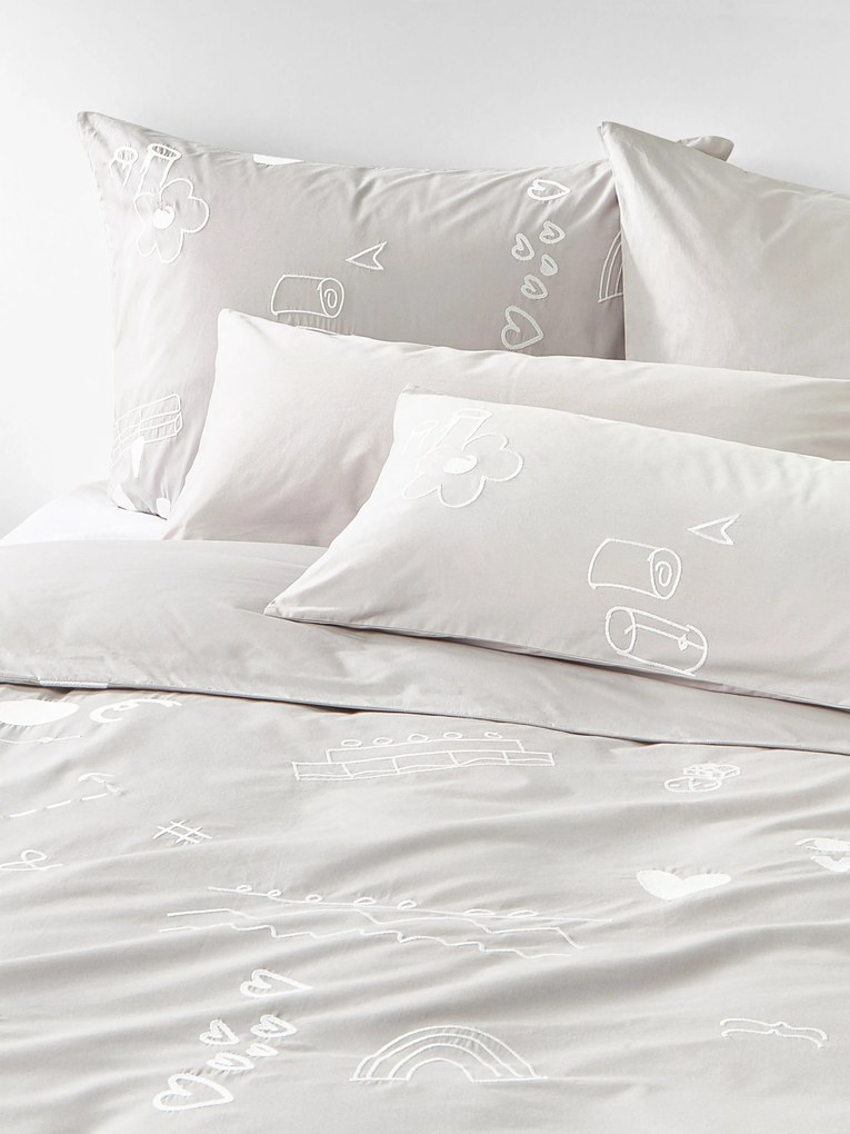 Westwing Crosby Studios, Copripiumino in cotone con motivo ricamato Jouy