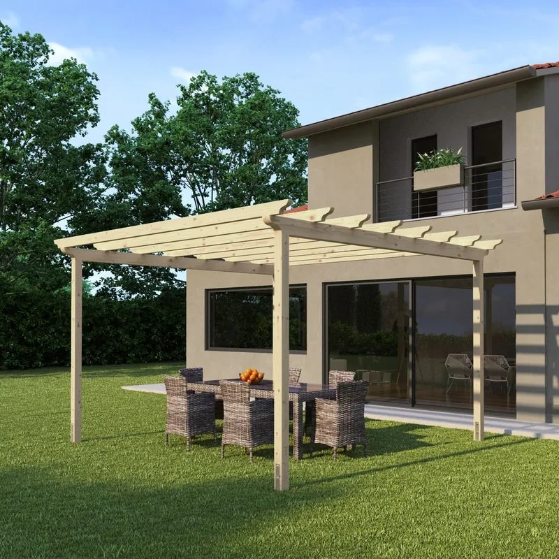 Pergola Flamingo in legno struttura marrone L 417.6 x P 417.6 x H 268 cm