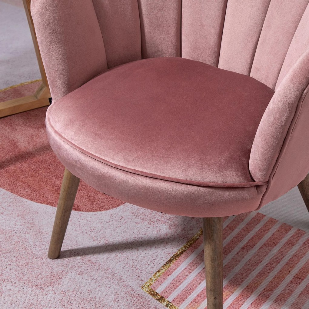 Poltrona Imbottita 66x72x79 cm in Velluto Rosa...