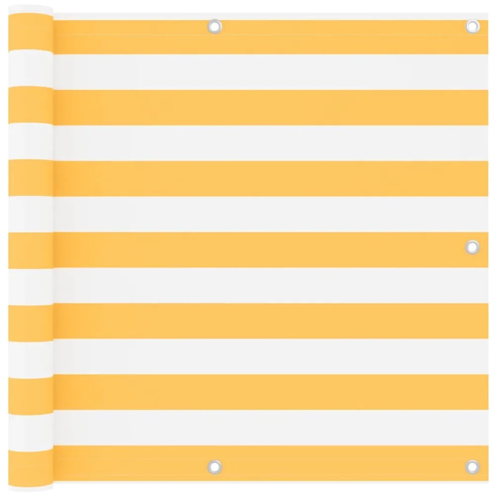 Paravento Balcone Bianco E Giallo 90x500 Cm Tessuto Oxford /