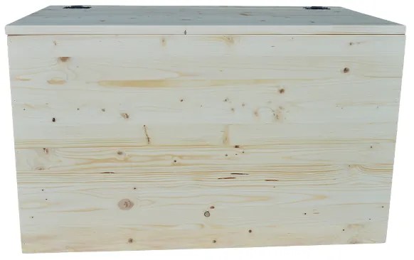 Cassapanca pouf contenitore in legno massello NATURALE cm 78