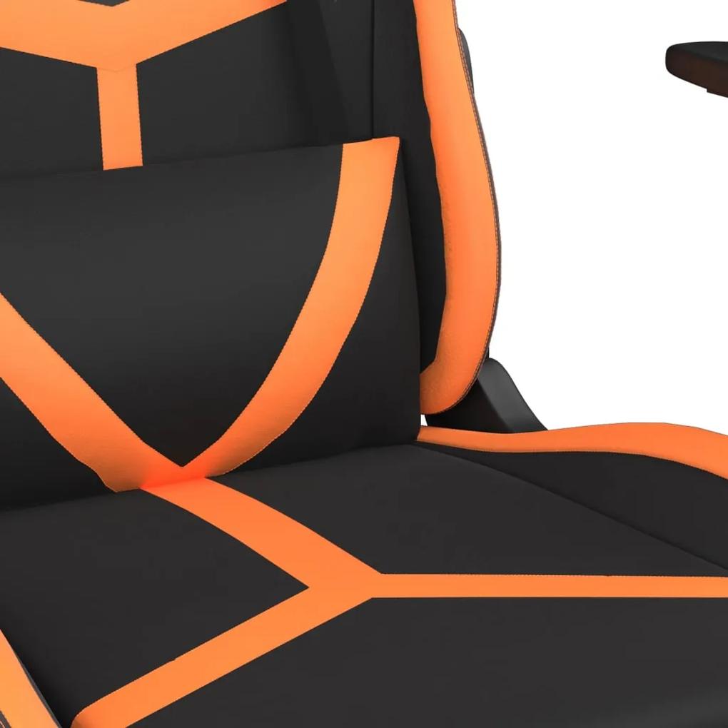 Sedia Gaming Massaggio Poggiapiedi Nero e Arancione Similpelle