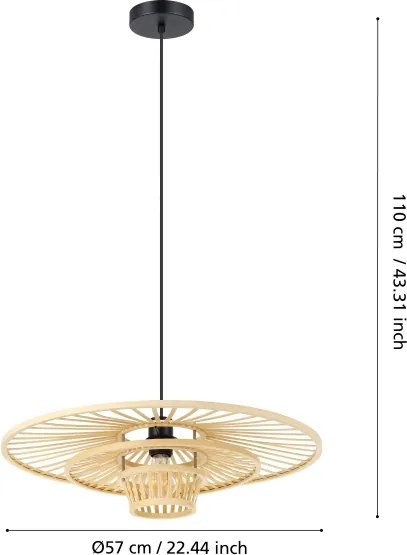 Eglo 44012 - Lampada a sospensione con cavo LYDNEY 1xE27/40W/230V bambù