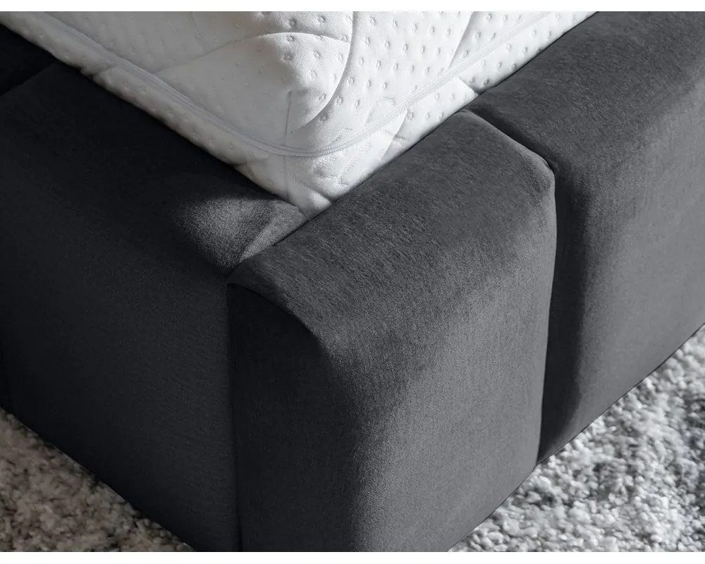 Letto matrimoniale imbottito grigio con contenitore con rete inclusa 180x200 cm Lamica – ELTAP