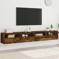 Mobili TV Parete 2pz Rovere Fumo 100x30x30 cm Legno Multistrato 836891