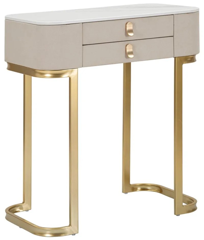 Tavolo consolle beige/dorato con piano effetto marmo 40x70 cm Beauty – Mauro Ferretti