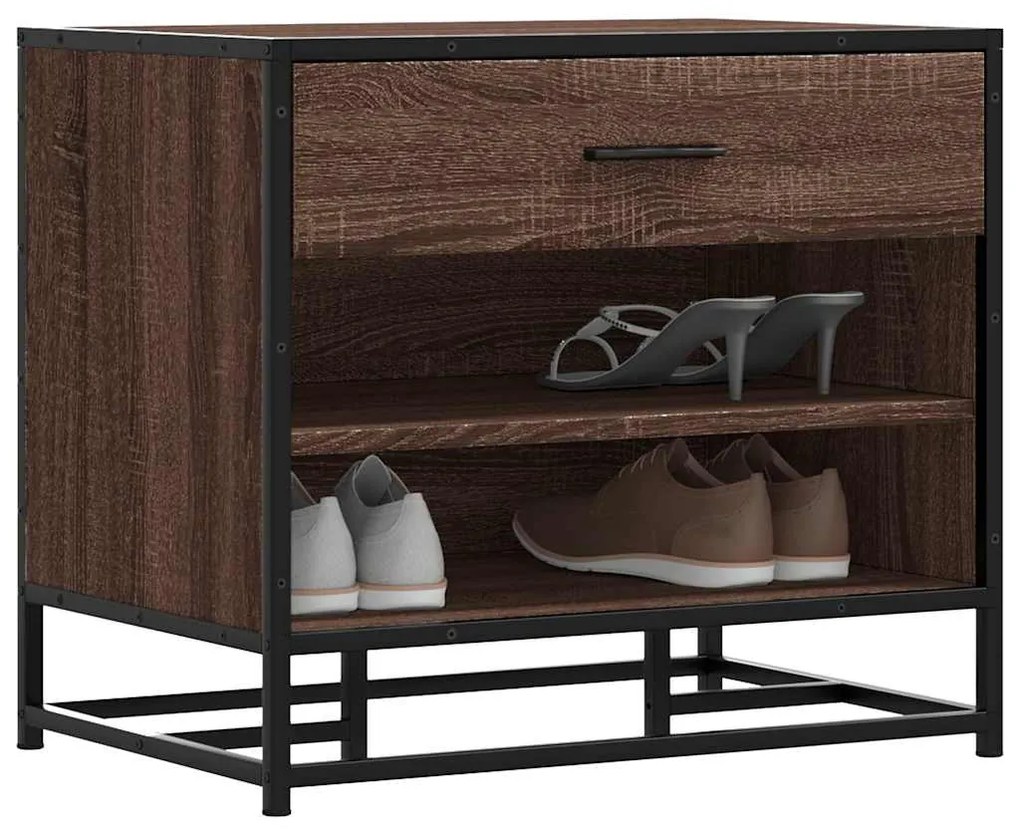 Panca Portaoggetti Rovere Marrone Legno Multistrato E Metallo /