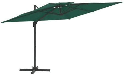 Ombrellone a Sbalzo Doppio Piano Verde 300x300 cm