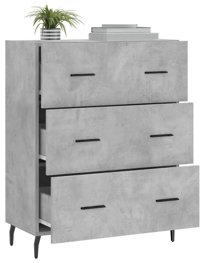 Credenza grigio cemento 69,5x34x90 cm in legno multistrato