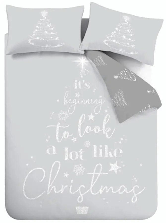 Biancheria da letto singola grigia 135x200 cm A Lot Like Christmas - Catherine Lansfield