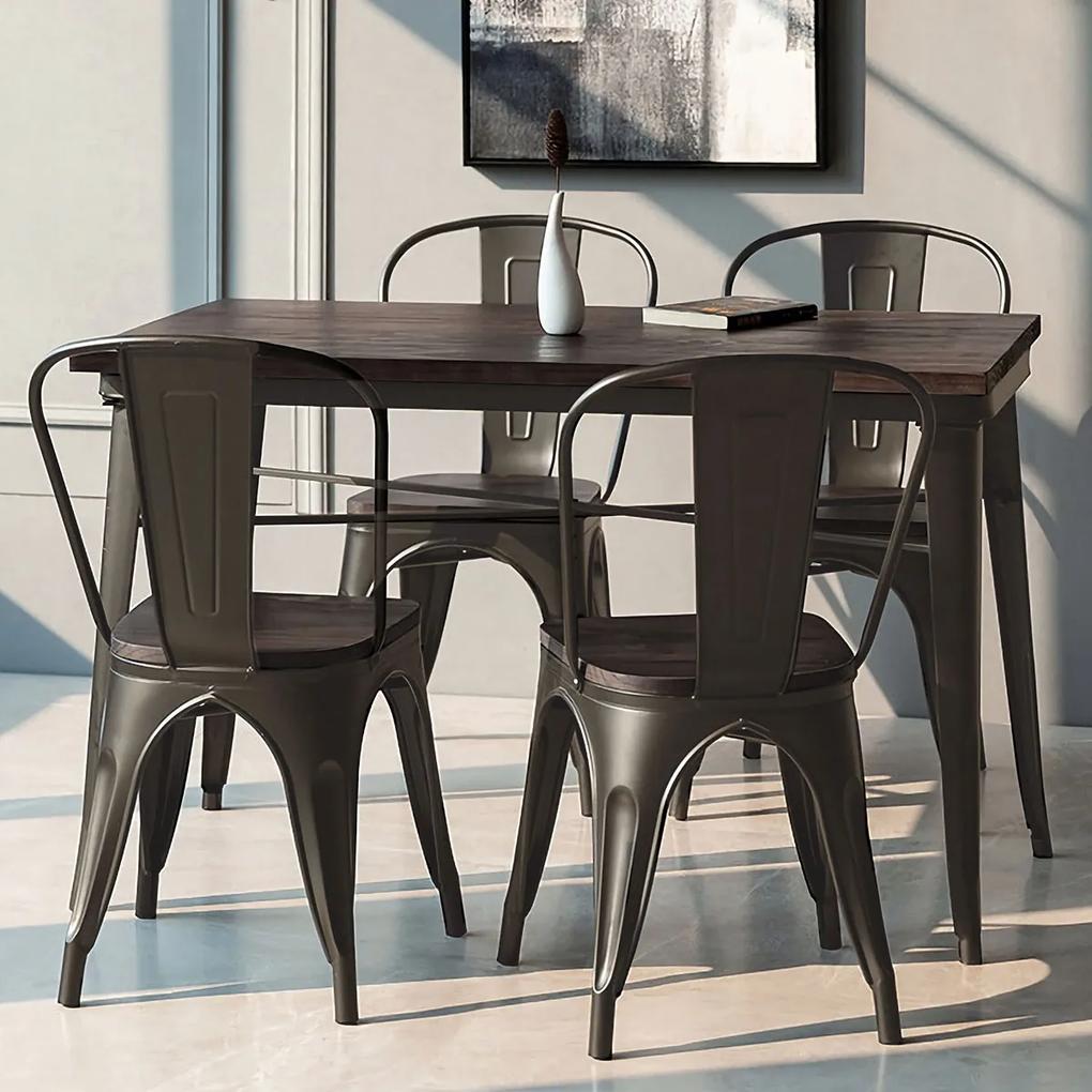Costway Set di 4 sedie di metallo impilabili con schienale da cucina e da sala da pranzo, Sedie vintage da bar Bronzo