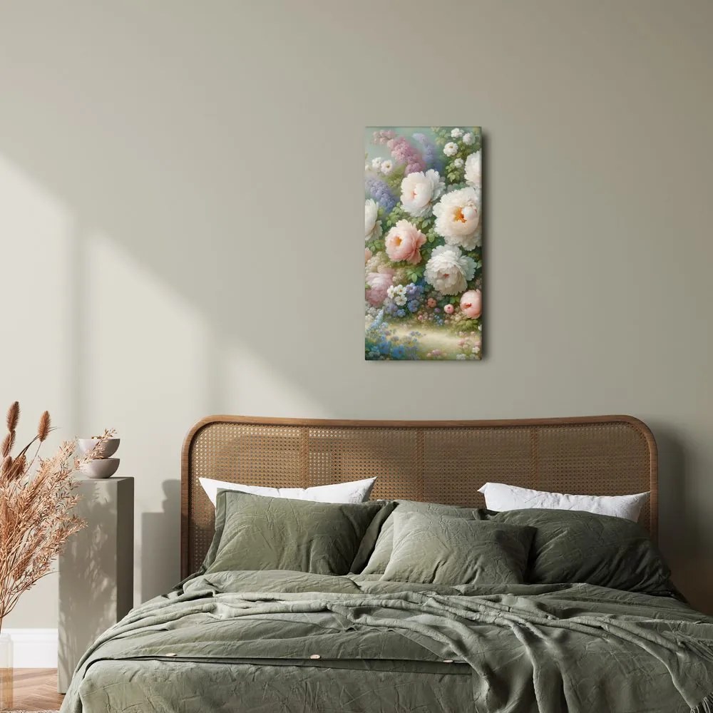 Quadro su tela – Peonie romantiche in un prato fiorito