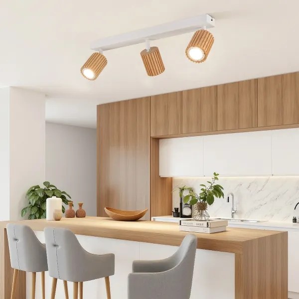 Brilagi - Faretto MODERN WOOD 4xGU10/8W/230V legno di caucciù/bianco