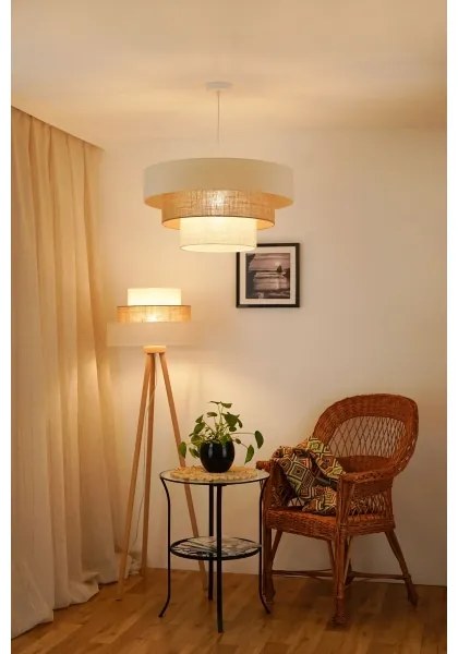 Brilagi - Lampadario a cavo DENVER LUNETA 1xE27/15W/230V Ø60 beige/marrone/crema