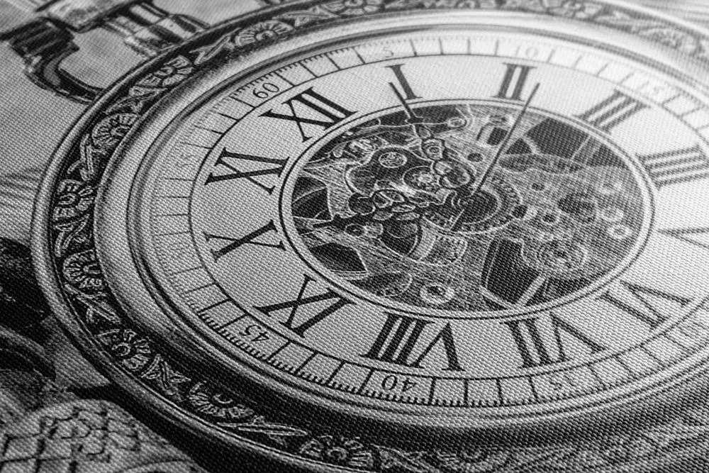 Stampa su tela – Orologi del passato in bianco e nero