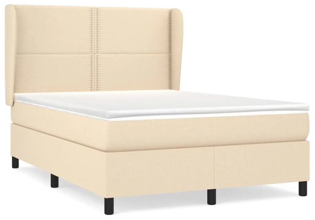 Giroletto a molle con materasso crema 140x200 cm in tessuto