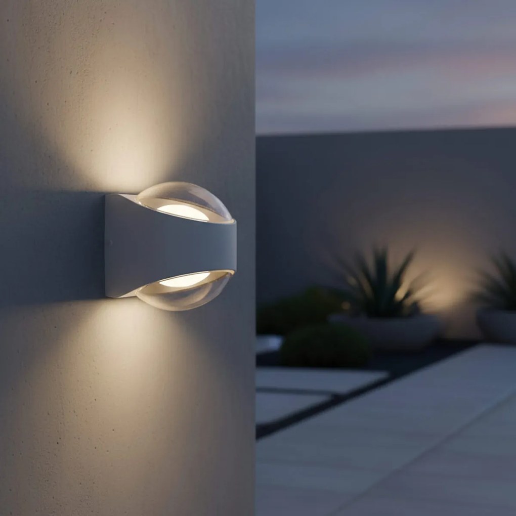 Applique LED 12W Bidirezione Curvo IP65 con LED Bridgelux - Bianca