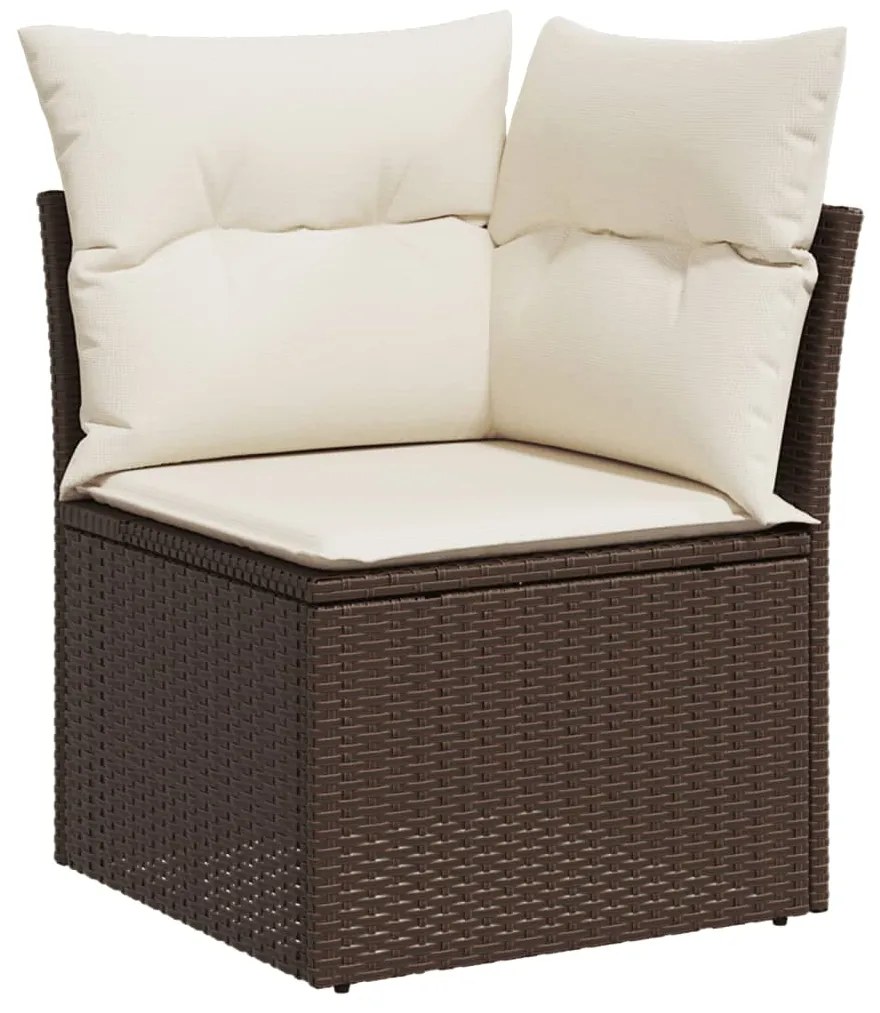 Set divani da giardino 9pz con cuscini marrone in polyrattan