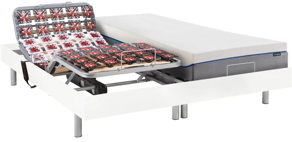 Set da relax, con sospensioni, memory foam, HESIODE III di YSMÉE - Motori OKIN - Bianco - 2 x 80 x 200 cm