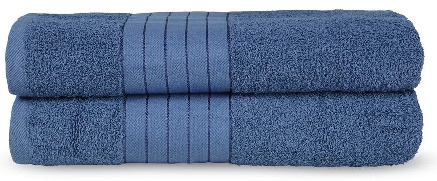 Set di 2 asciugamani blu in spugna di cotone 70x140 cm - Good Morning