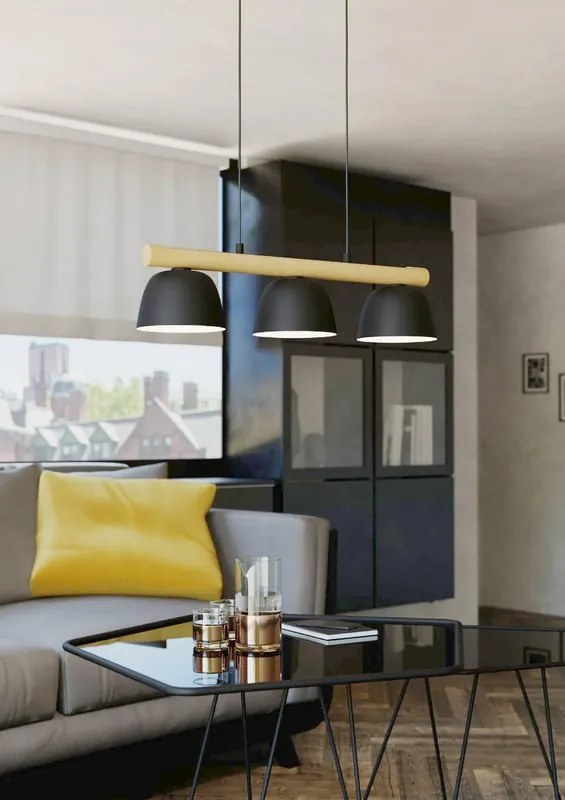 Lampadario Industriale Sherburn nero 3x E27 EGLO