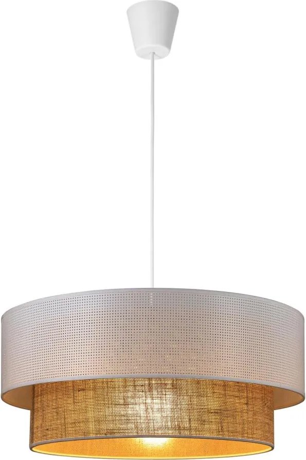 Lampadario a sospensione con cavo BORHO 1xE27/60W/230V Ø 40 cm bianco/iuta