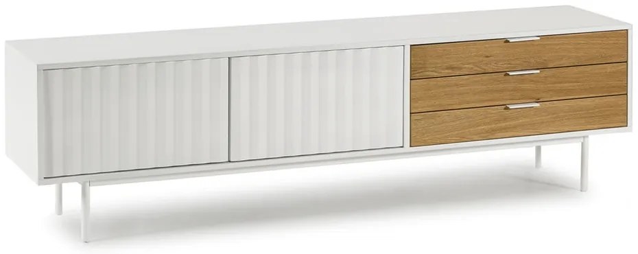 Mobile TV bianco-colore naturale effetto rovere 180x52 cm Sierra – Teulat