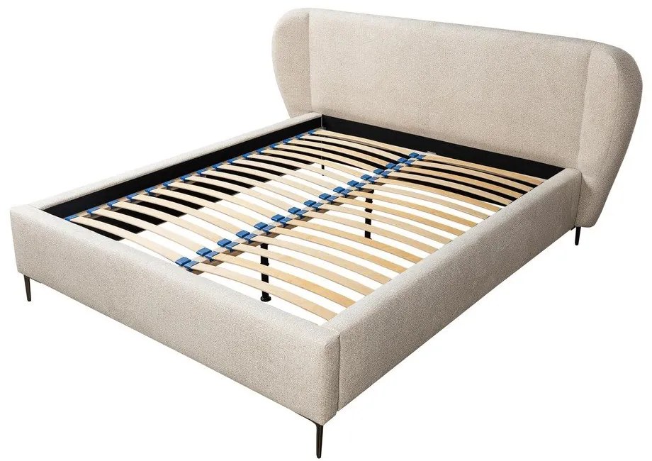 Letto matrimoniale imbottito beige con rete inclusa 140x200 cm Makana – Makamii