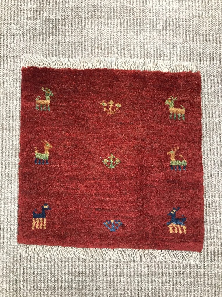 Gabbeh Tappeto 40x40 Rosso (Iran) Annodato A Mano