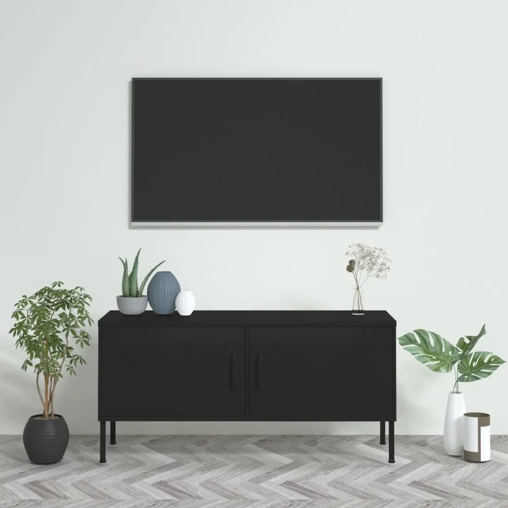 Mobile Tv Nero 105x35x50 Cm İn Acciaio /