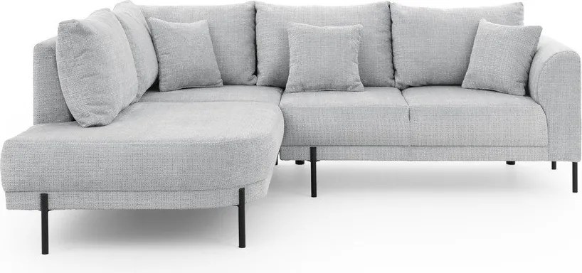 Divano angolare grigio chiaro (con penisola a sinistra/a L) con rivestimento in ciniglia Mauris – Ropez