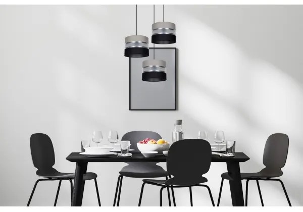 Lampadario a sospensione con filo CORAL 3xE27/60W/230V nero/grigio/cromo diametro 45 cm
