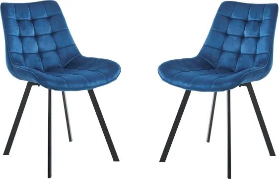 Sedia da pranzo in velluto Blu e gambe metallo nero - Roma 2 sedie