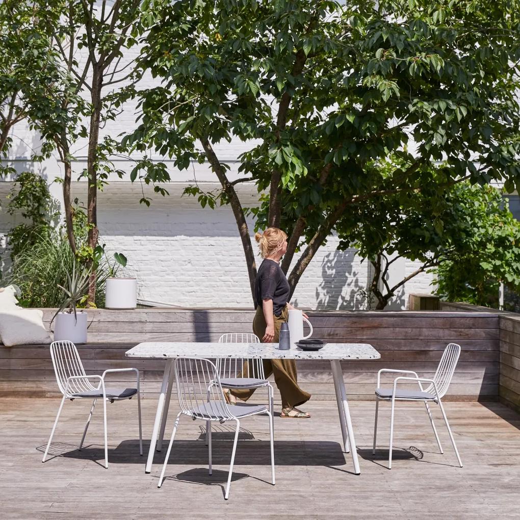 Tikamoon - Tavolo rettangolare da giardino terrazzo premium e metallo 160 Elio white