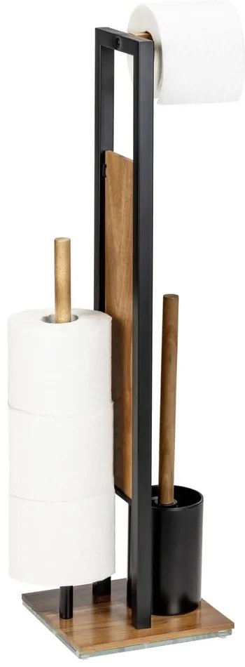 Porta carta igienica in legno con spazzola Rivalta Acacia - Wenko