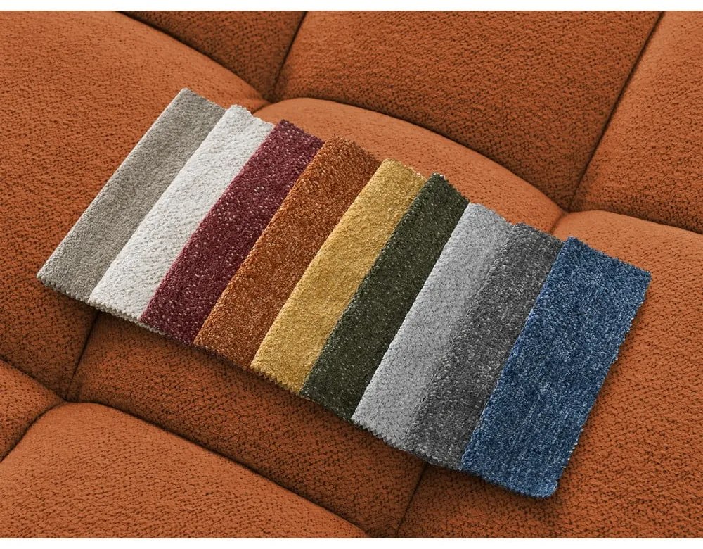 Divano angolare color terracotta allungabile e con contenitore (penisola a sinistra/chaise lounge) con rivestimento in ciniglia Everest – Bobochic Paris