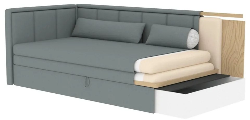 Divano grigio scuro allungabile/con contenitore e rivestimento in ciniglia 214 cm Fulgeo – ELTAP