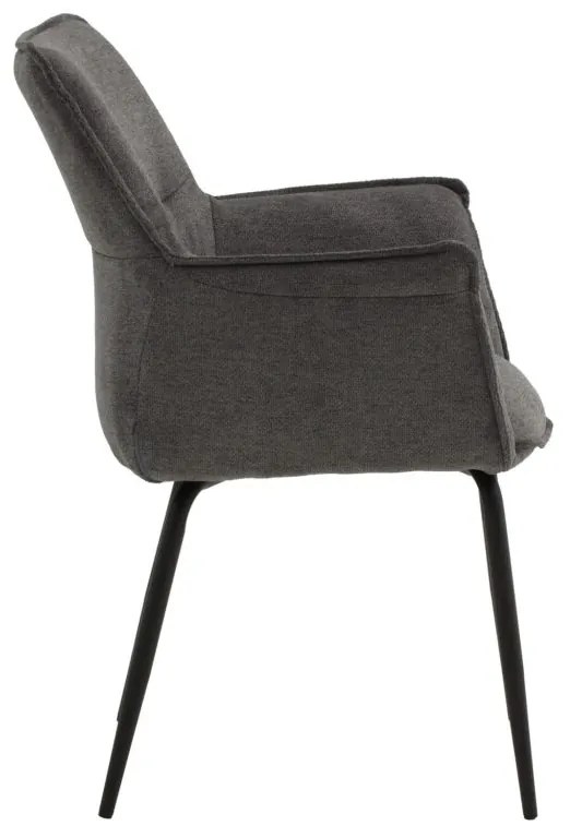 Set di sedie SHERMAN OAKS in tessuto grigio e gambe in metallo nero, con braccioli